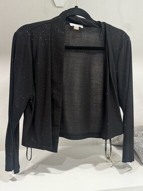 Calvin Klein Black Open Knit Cardigan with Subtle Texture